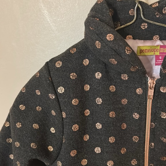 Penelope Mack Black and Pink Polka Dot Puffer Coat 6 - Picture 3 of 9